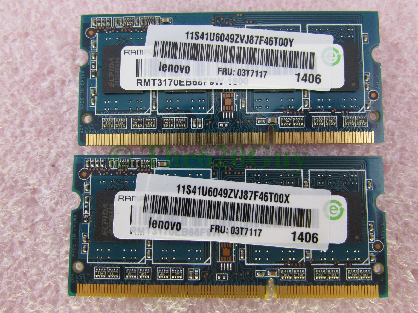 Amazon.com: Lenovo 8GB 2 x 4GB PC3-12800S SODIMM DDR3 1600 03T7117